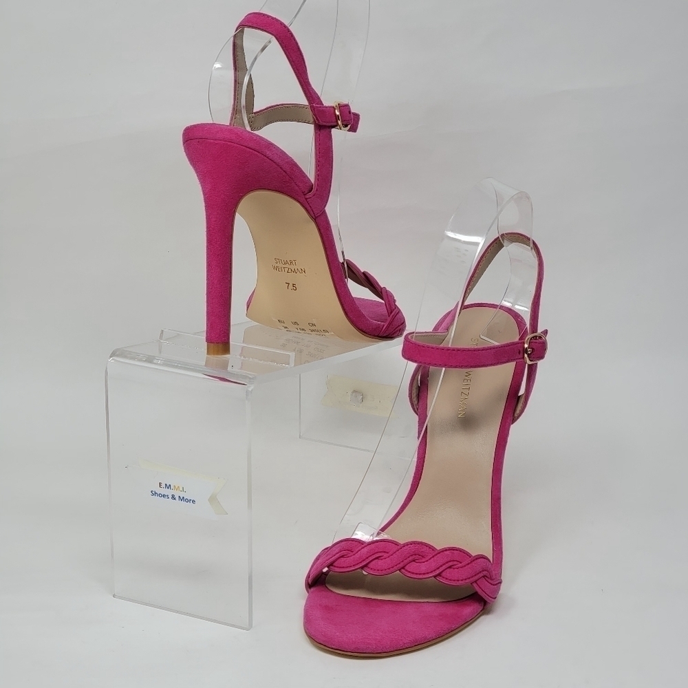 Stuart Weitzman Womens Dancer Twistie 100 Suede Pink Stiletto Heels Size 7.5 New - Picture 5 of 10